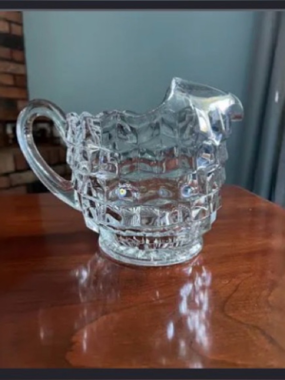 Fostoria American Clear Patterned Glass Creamer Pitcher - Classic Home Dining